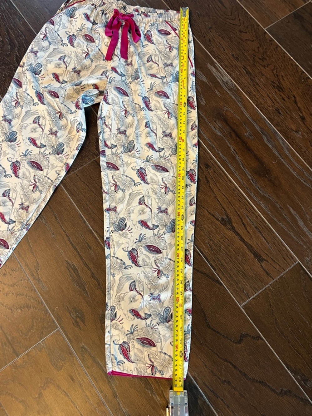 Cyberjammies Cream Floral Pajama Pants with Magenta Drawstring US Size 6 - Picture 7 of 9